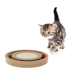 wholesale manufacturer interactive wooden board cat toy round sisal scratch