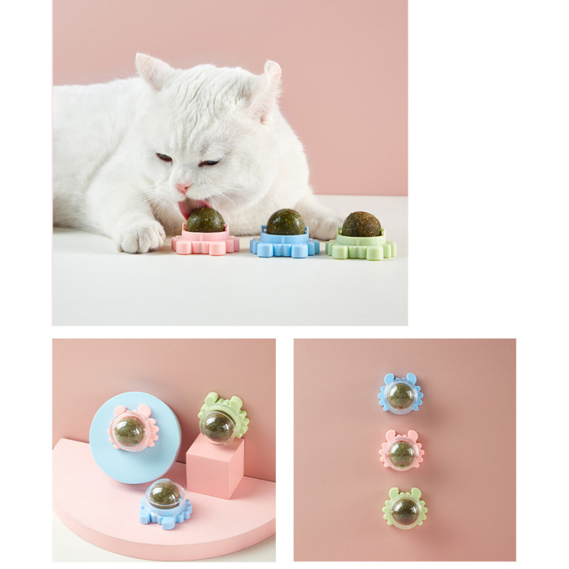 Manufacturer wholesale stick on the wall rotation cat catnip ball toys