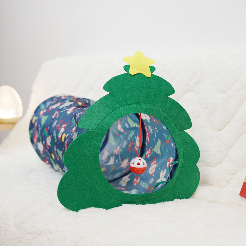 Manufacturer wholesale cheap foldable cat tunnel christmas tree design