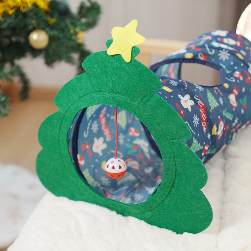 Manufacturer wholesale cheap foldable cat tunnel christmas tree design