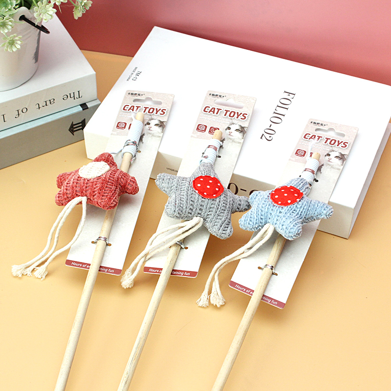 Manufacturer wholesale  animal doll shape cat teaser stick interactive cat plush toy