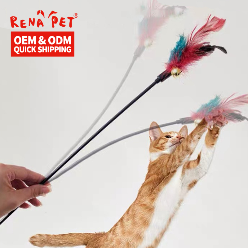 Wholesale Interactive Teaser Stick Cat Feather Toy