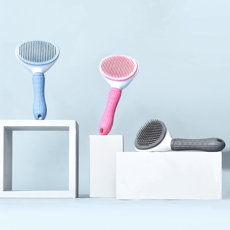 Manufacturer wholesale ABS fine thick needle cat pet brush with a button
