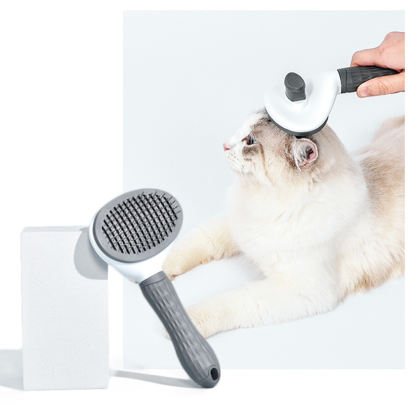 Manufacturer wholesale ABS fine thick needle cat pet brush with a button