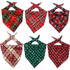 Manufacturer wholesale plaid snow pattern dog bandana christmas design