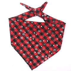 Manufacturer wholesale plaid snow pattern dog bandana christmas design