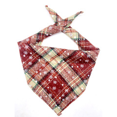 Manufacturer wholesale plaid snow pattern dog bandana christmas design