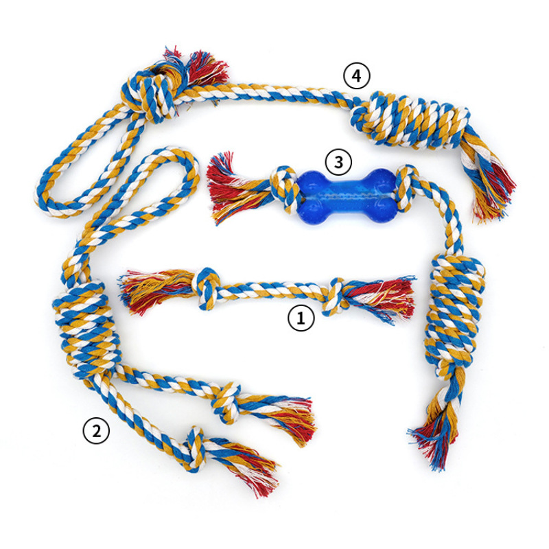 Manufacturer wholesale bite-resistance hard dog rope tpr toys set