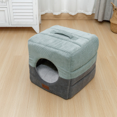 wholesale manufacturer foldable warm short plush cat bed functional