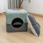 wholesale manufacturer foldable warm short plush cat bed functional