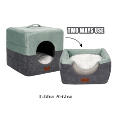 wholesale manufacturer foldable warm short plush cat bed functional