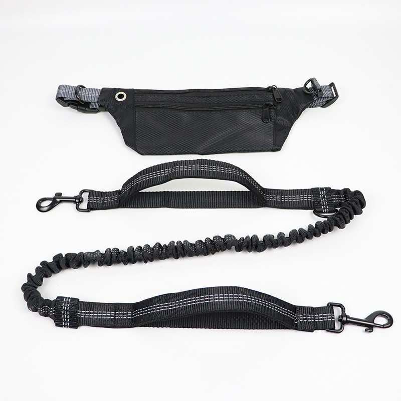 Manufacturer wholesale reflective adjustable dog leash with pocket set for running