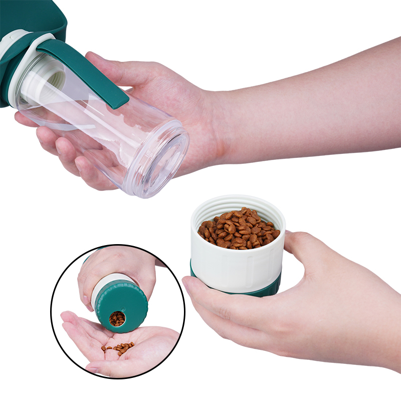 Manufacturer wholesale foldable dog water bottle with food storage