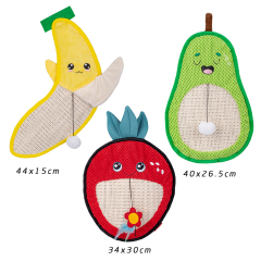 Manufacturer wholesale fruit design sisal cat scratcher mat with hook