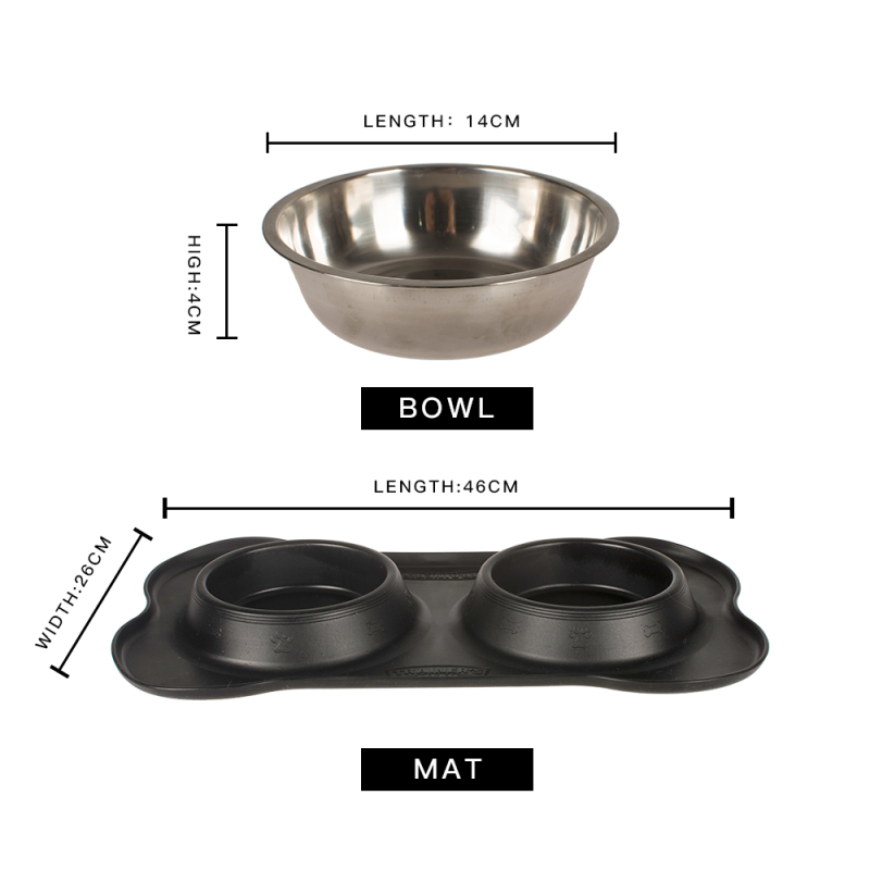 wholesale manufacturer stainless steel silicone pet dog bowl with mat
