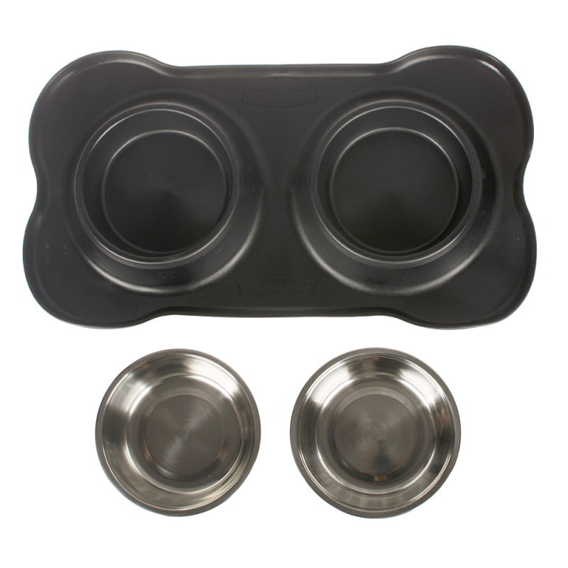 wholesale manufacturer stainless steel silicone pet dog bowl with mat