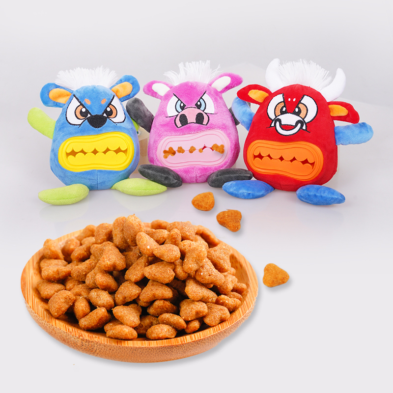 Manufacturer wholesale functional squeaky tpr teeth dog feeder plush toys