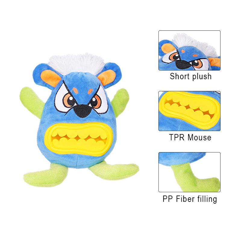 Manufacturer wholesale functional squeaky tpr teeth dog feeder plush toys