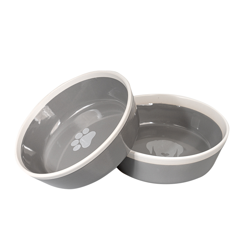 Manufacturer wholesale ceramic white gray dog pet bowls multi-pattern