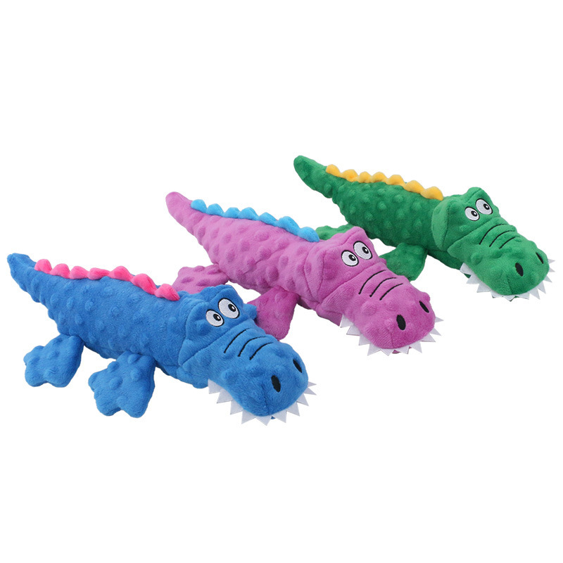 Manufacturer wholesale crocodile design dog plush toys green blue purple