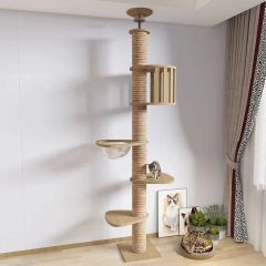 Manufacturer Wholesale Wooden Sisal Climbing Scratcher Cat Tree Tower Large