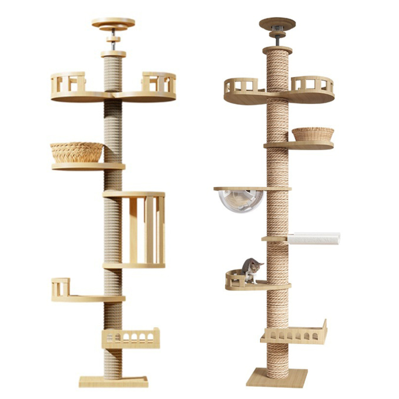 Manufacturer Wholesale Wooden Sisal Climbing Scratcher Cat Tree Tower Large