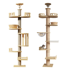 Manufacturer Wholesale Wooden Sisal Climbing Scratcher Cat Tree Tower Large