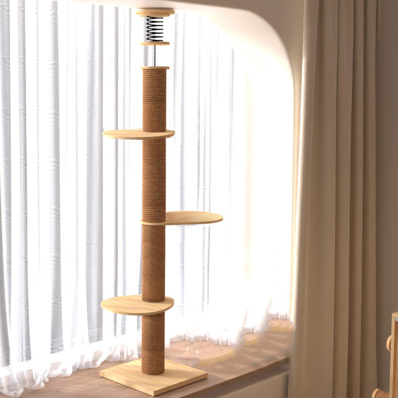 Manufacturer Wholesale Wooden Sisal Climbing Scratcher Cat Tree Tower Large