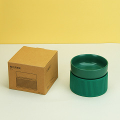 Manufacturer wholesale white green pink dog ceramic bowl with elevated bottom