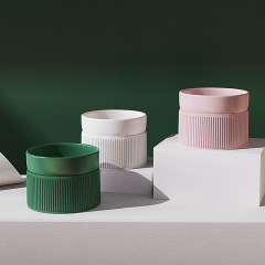 Manufacturer wholesale white green pink dog ceramic bowl with elevated bottom