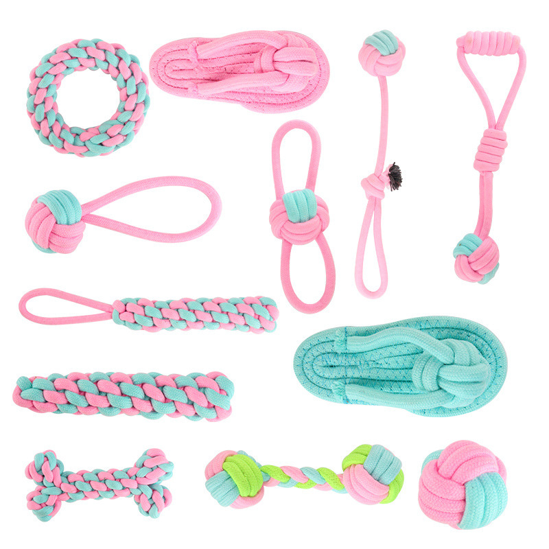 Manufacturer wholesale chew pink dog rope toys set