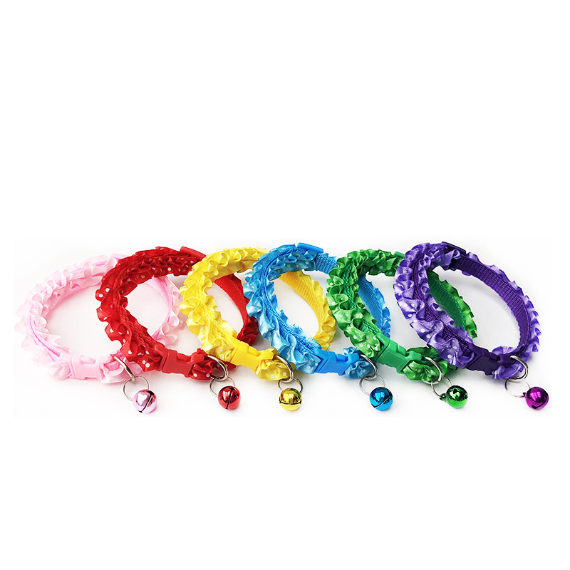 Manufacturer wholesale multi-colors lace cat collar with bell