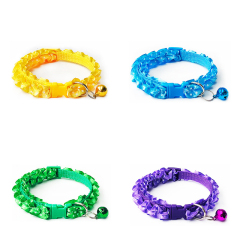Manufacturer wholesale multi-colors lace cat collar with bell