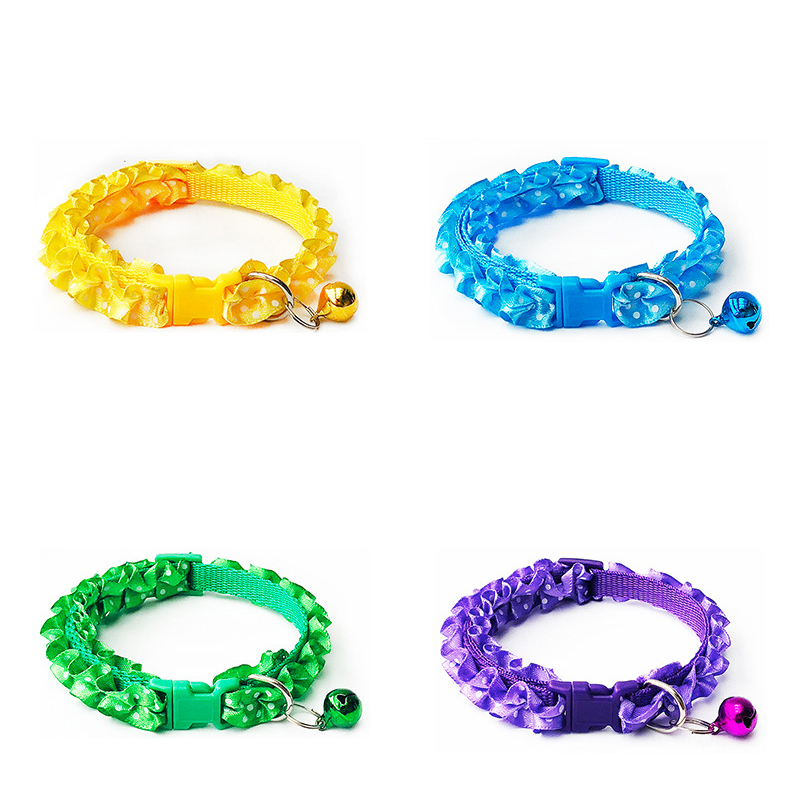 Manufacturer wholesale multi-colors lace cat collar with bell