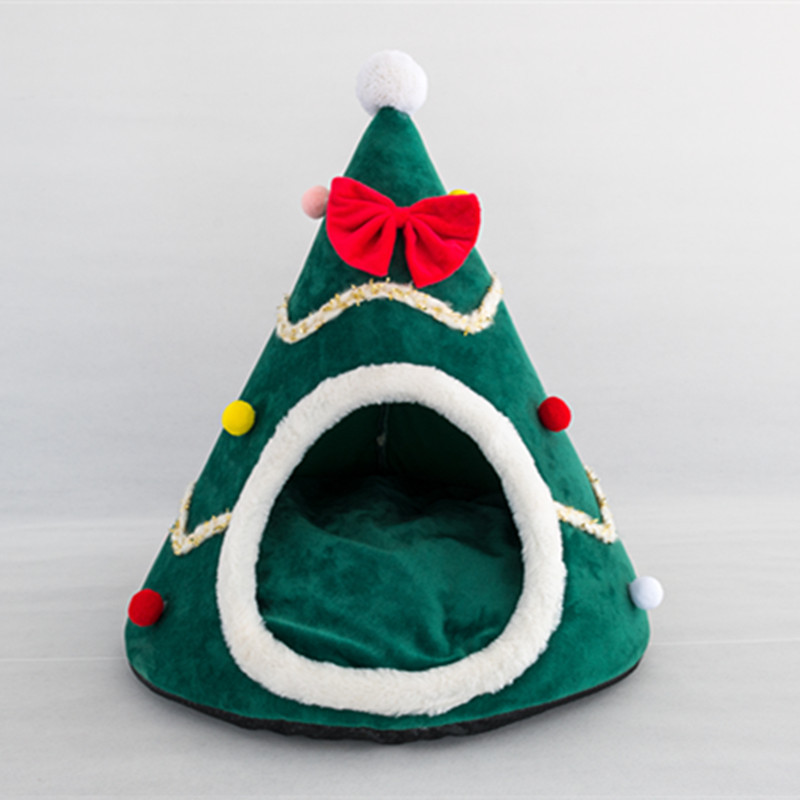 Manufacturer wholesale christmas triangle shape small dog cat bed red green