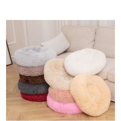 Manufacturer wholesale OEM soft plush pink grey black dog cat round donuts beds
