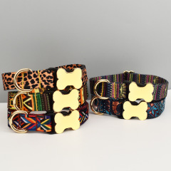 Wholesale Custom Logo Multi Pattern Dog Collar and Leash Set With Tag