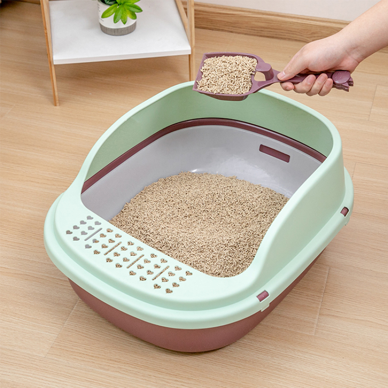 Manufacturer wholesale plastic cat litter tray box with shovel