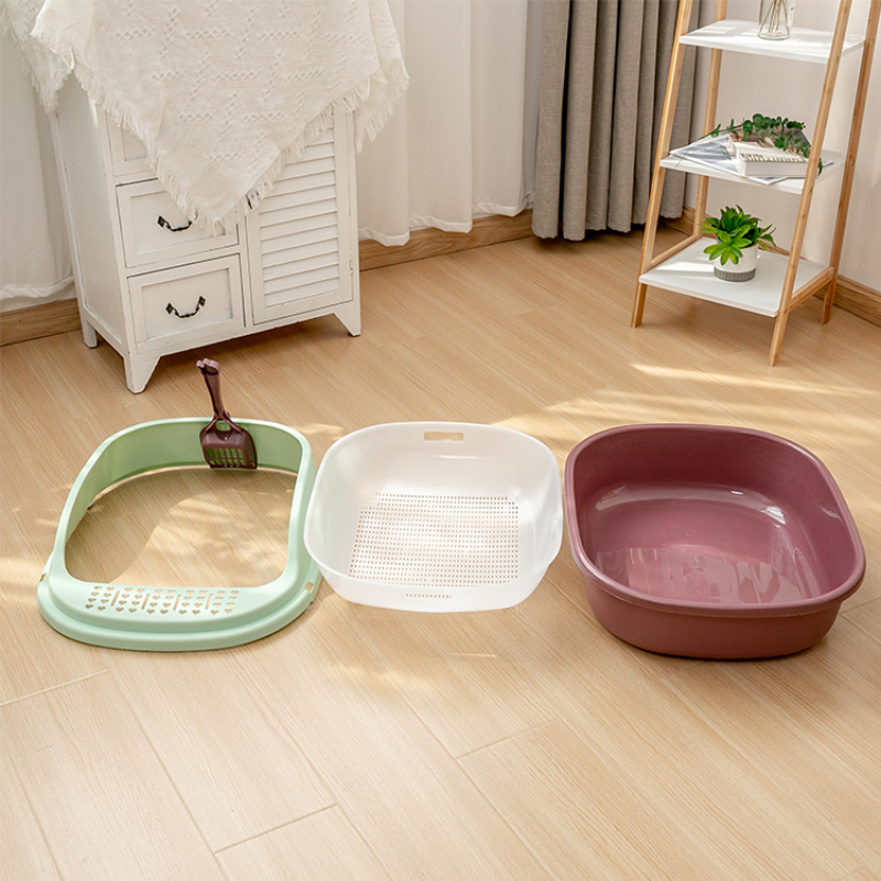Manufacturer wholesale plastic cat litter tray box with shovel