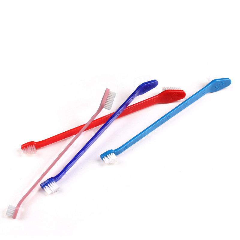 Manufacturer wholesale plastic double large small pet dog toothbrush