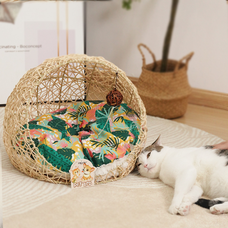 Manufacturer wholesale summer new design rattan cat dog bed
