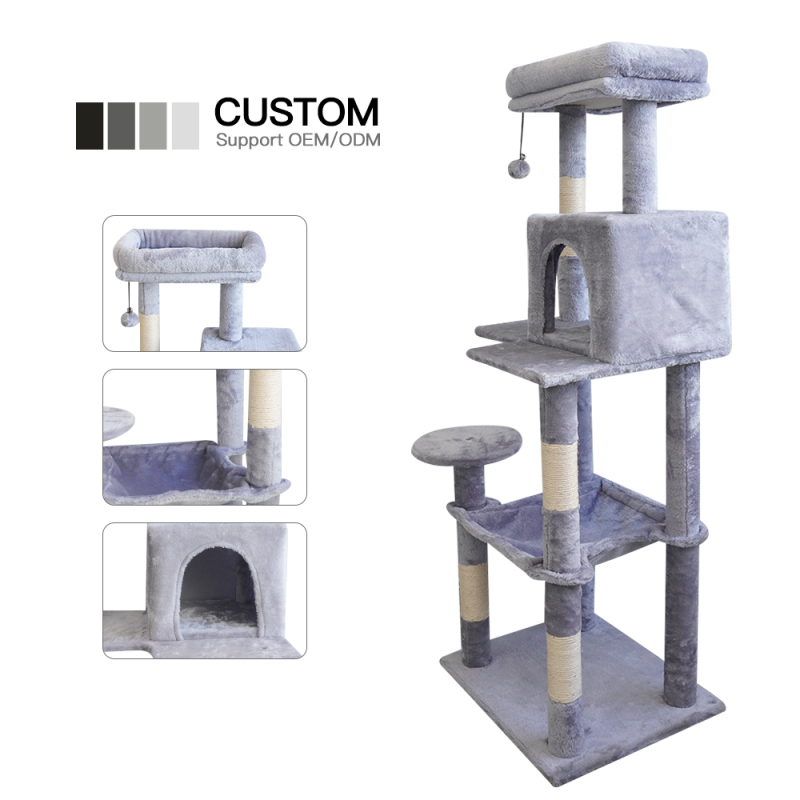 Manufacturer Wholesale Sisal Grey Pet Supplier Cat Tree Tower