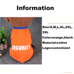 Manufacturer wholesale OEM custom logo black orange cotton breathable summer dog clothes pet dog t shirt