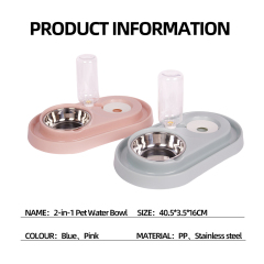 Wholesale Stainless Steel Plastic Cat Dog Bowl with Bottle Dispenser