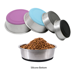 Manufacturer wholesale stainless steel dog bowl with silicone non-slip bottom
