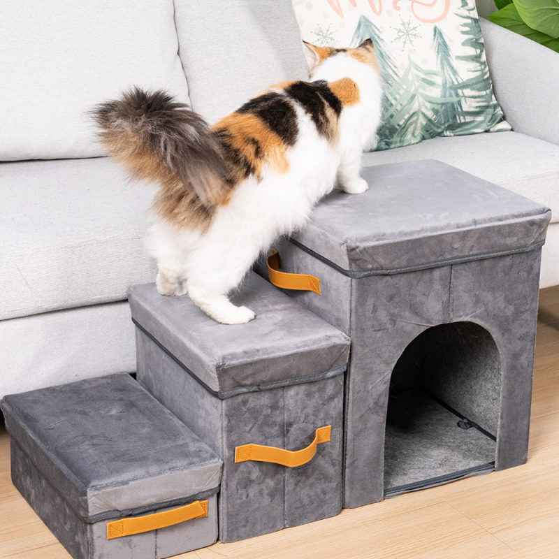 Manufacturer Wholesale Three Step Foldable Storage Cat Dog Stairs