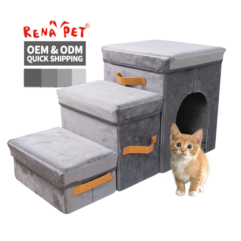 Manufacturer Wholesale Three Step Foldable Storage Cat Dog Stairs
