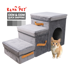 Manufacturer Wholesale Three Step Foldable Storage Cat Dog Stairs
