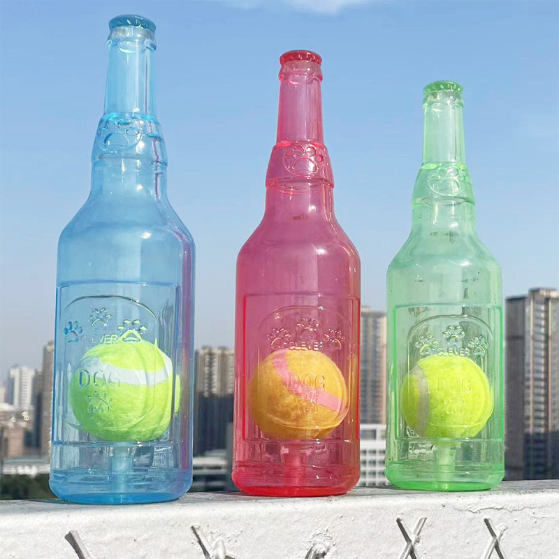 Manufacturer Wholesale Pet Supplier TPR Bottle Design Dog Floating Toys with Ball