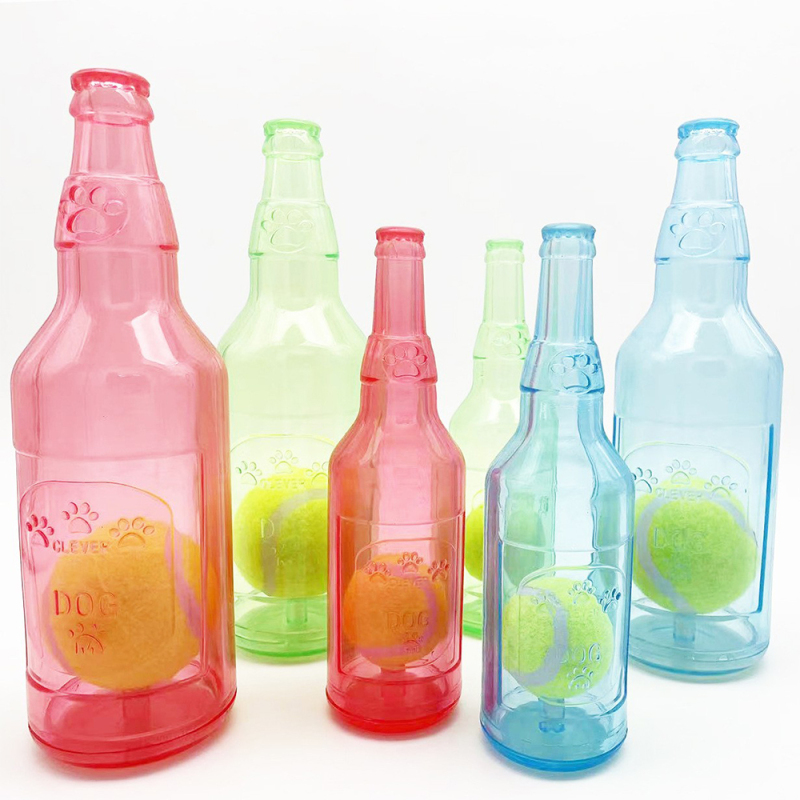 Manufacturer Wholesale Pet Supplier TPR Bottle Design Dog Floating Toys with Ball